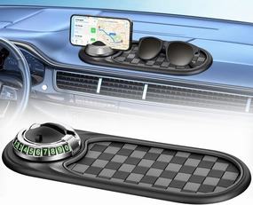 Multifunction Car Anti-Slip Mat, Multifunctional Car Dashboard Mobile Phone Holder, Car Anti Slip Mat Phone Holder and Temporary Parking Number Pad - Secure Storage for Sunglasses, Keys, Gadgets
