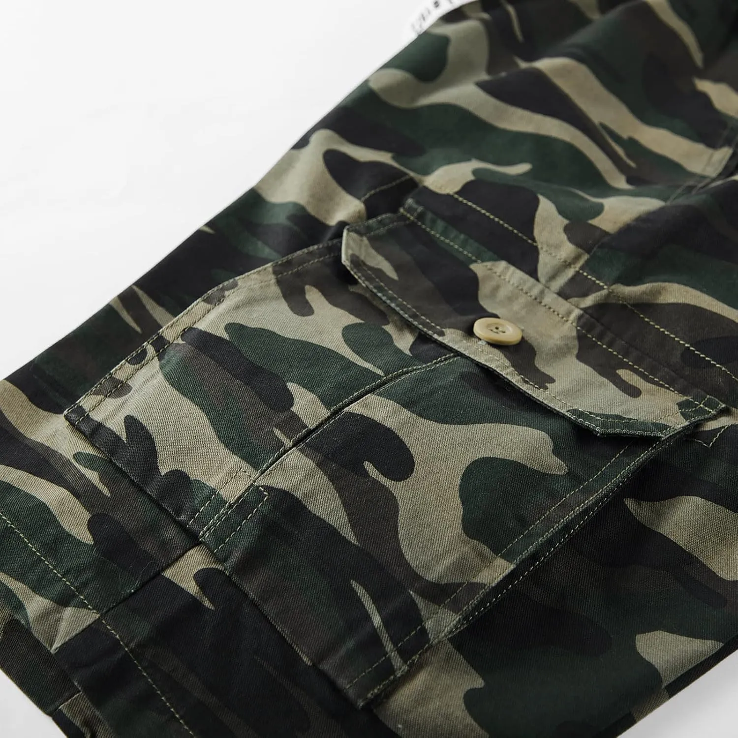 Muscularfit Camo Shorts for Men Big and Tall Drawstring Elastic Waist Cotton Camouflage Cargo Shorts Utility Tooling Shorts