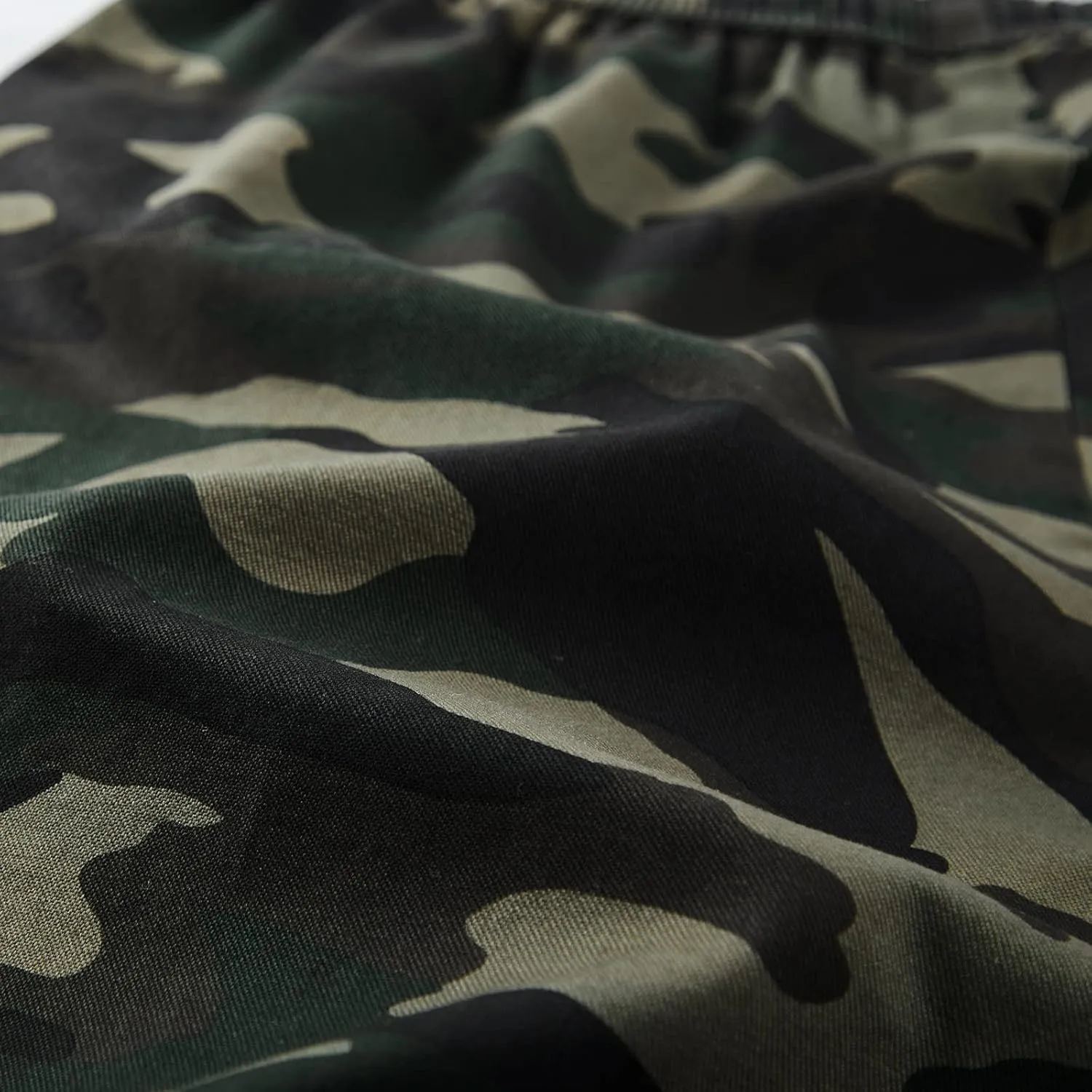 Muscularfit Camo Shorts for Men Big and Tall Drawstring Elastic Waist Cotton Camouflage Cargo Shorts Utility Tooling Shorts
