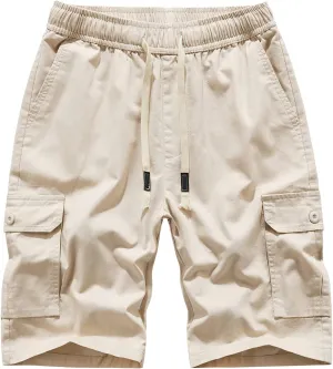 Muscularfit Camo Shorts for Men Big and Tall Drawstring Elastic Waist Cotton Camouflage Cargo Shorts Utility Tooling Shorts