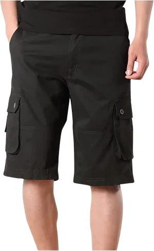 Muscularfit Linen Shorts for Men 2023 Solid Multi Pockets Cargo Shorts Regular Fit Buckle Zipper Sport Utility Tooling Shorts