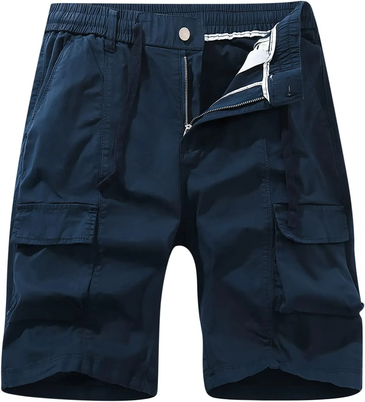 Muscularfit Mens Shorts 7 Inch Inseam Stretch Waist Drawstring Cargo Shorts Ultimate Comfort Linen Short with Pockets Outdoor