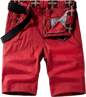 Muscularfit Mens Shorts 7 Inch Slim Fit Solid Buckle Zipper Cargo Shorts with Pocket Outdoor Fashion Work Utility Shorts 2023