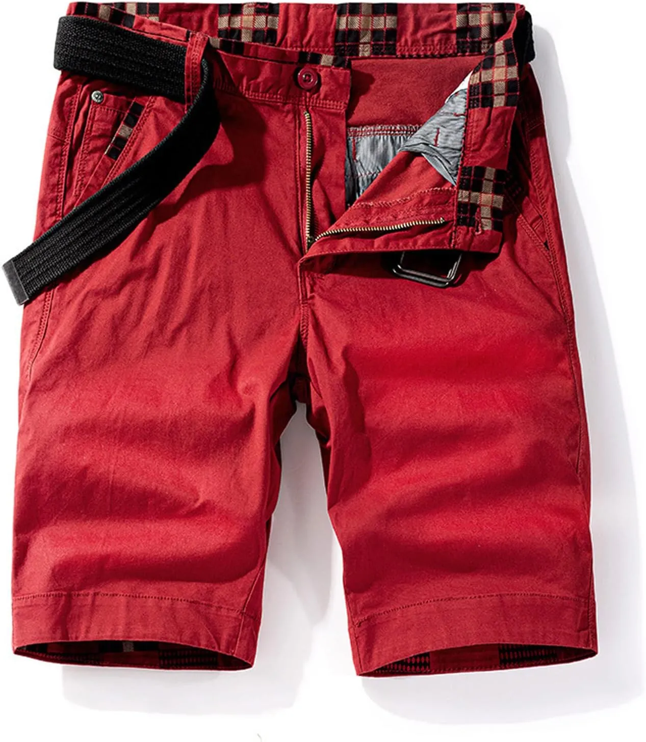 Muscularfit Mens Shorts 7 Inch Slim Fit Solid Buckle Zipper Cargo Shorts with Pocket Outdoor Fashion Work Utility Shorts 2023