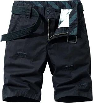 Muscularfit Summer Shorts for Men 2023 Waistband Multi Pockets Cargo Shorts 6" Inseam Casual Solid Cotton Tooling Shorts Work
