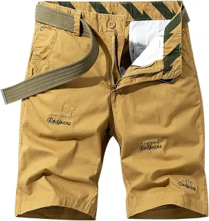 Muscularfit Summer Shorts for Men 2023 Waistband Multi Pockets Cargo Shorts 6" Inseam Casual Solid Cotton Tooling Shorts Work