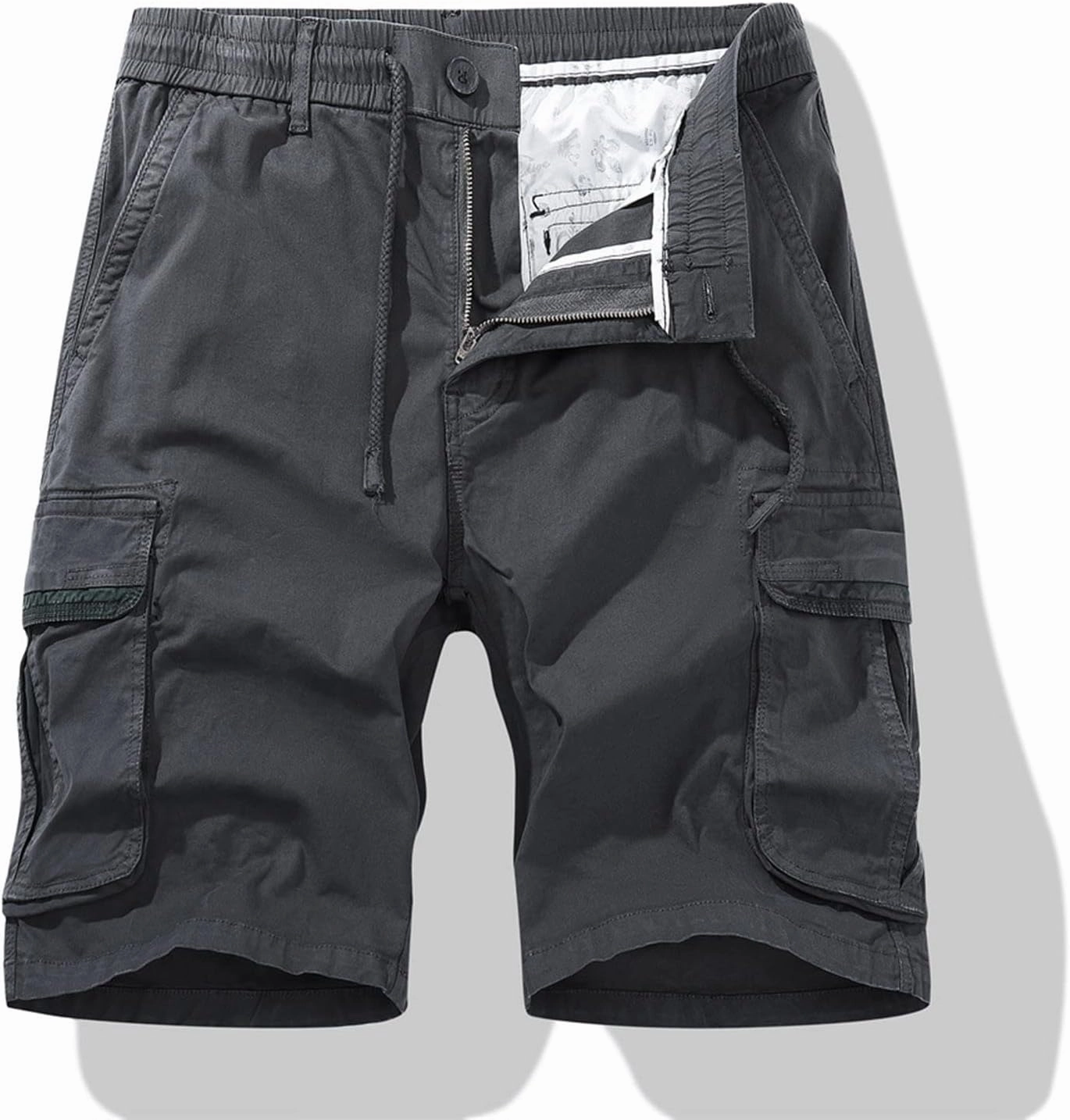 Muscularfit Basketball Shorts for Men 2023 Drawstring Elastic Waist Cargo Short Multi Pockets Solid Sport Work Utility Shorts
