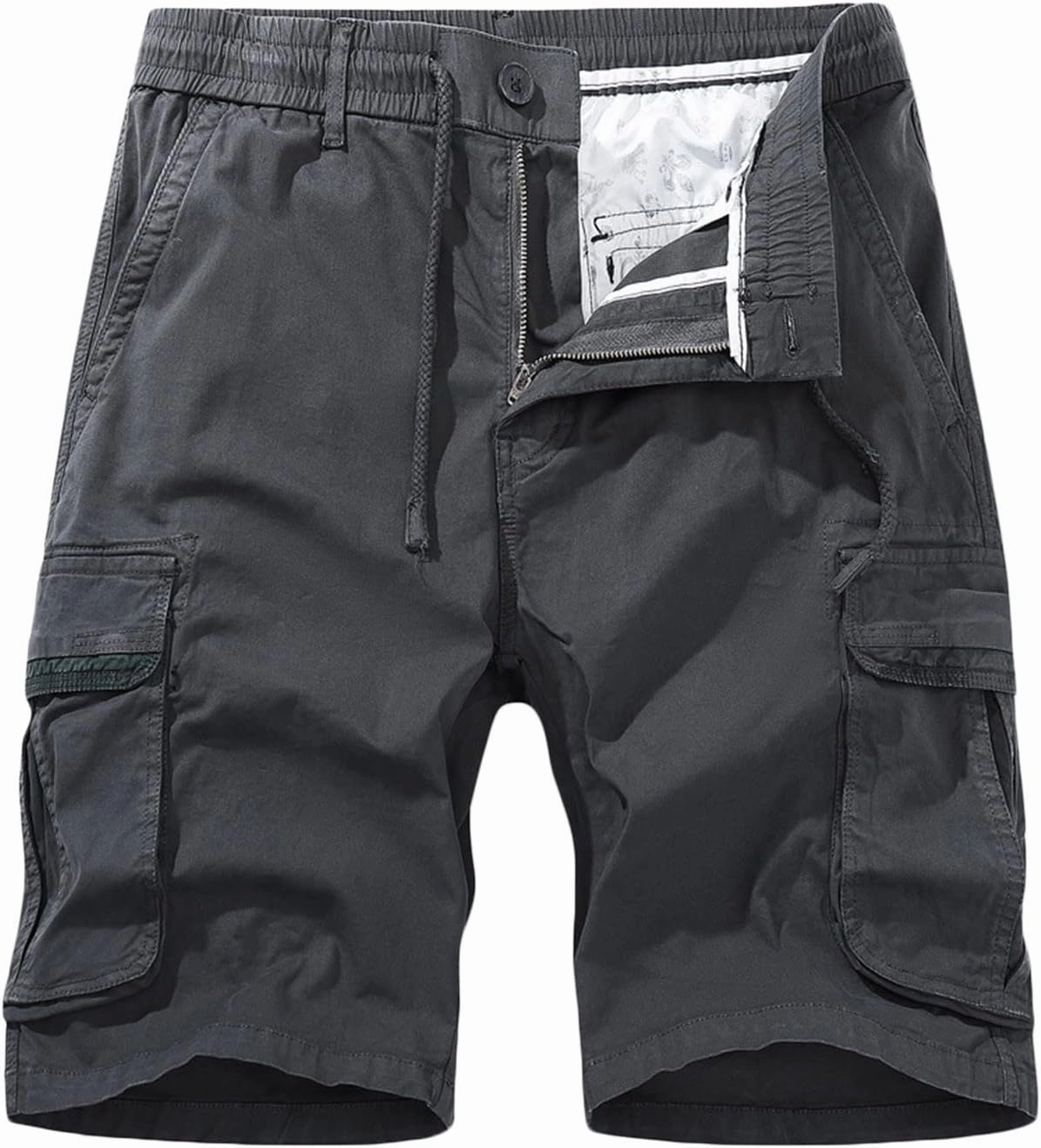 Muscularfit Basketball Shorts for Men 2023 Drawstring Elastic Waist Cargo Short Multi Pockets Solid Sport Work Utility Shorts