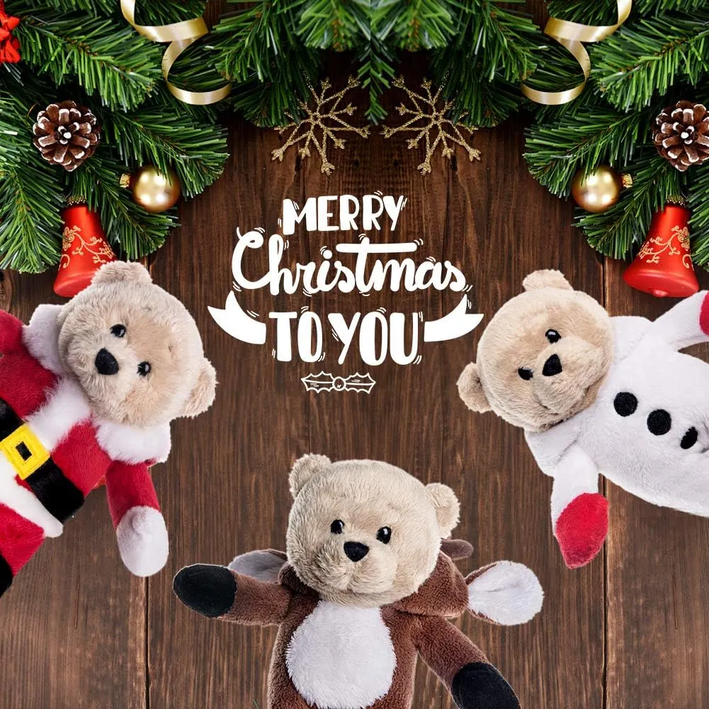 My OLi Christmas Teddy Bears Stuffed Animal 7in Plush Bears with Flippable Hats Pack of 3 : Santa, Reindeer and Snowman Soft Toys for Kids Boys Girls Hanging Decorations for Christmas Trees
