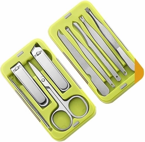 Nail Clippers Set Mini Nail Clippers Set Suitable for Gifts Portable Nail Clippers Man and Woman 9 Pieces Green Beauty Tool Portable Set