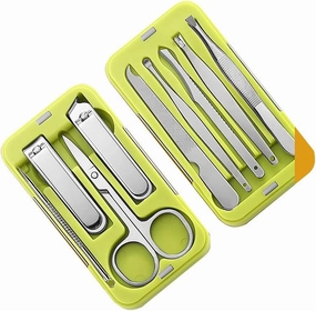 Nail Kit Mini Nail Clippers Set Suitable for Gifts Portable Nail Clippers Man and Woman 9 Pieces Green Toe Nail Clippers