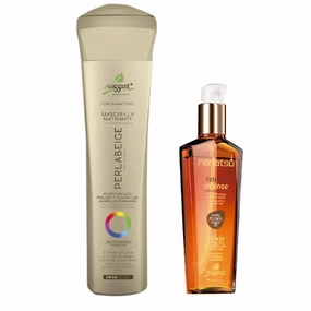 naissant Set Treatment Mask and Argan Oil. Color Care,Hair Intensifier and Damage Repair. Without Salt and Parabens for Blonde Hair (Perla Beige)