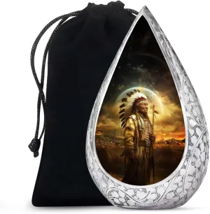 Native American Tribal Burial Urns for Adult Human Ashes - Moon Adult Urns for Human Ashes Women and Men 10 Inch - Cremation Urn for Daughter, Son - Memorial Funeral Urn with Velvet Bag