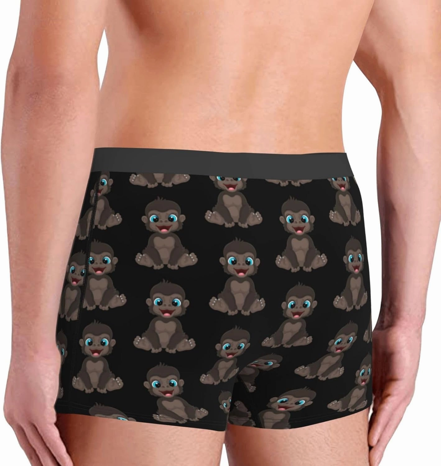 Naughty Little Monkey Mens Underwear Boxer Briefs Soft Elastic Breathable Boxers for Men