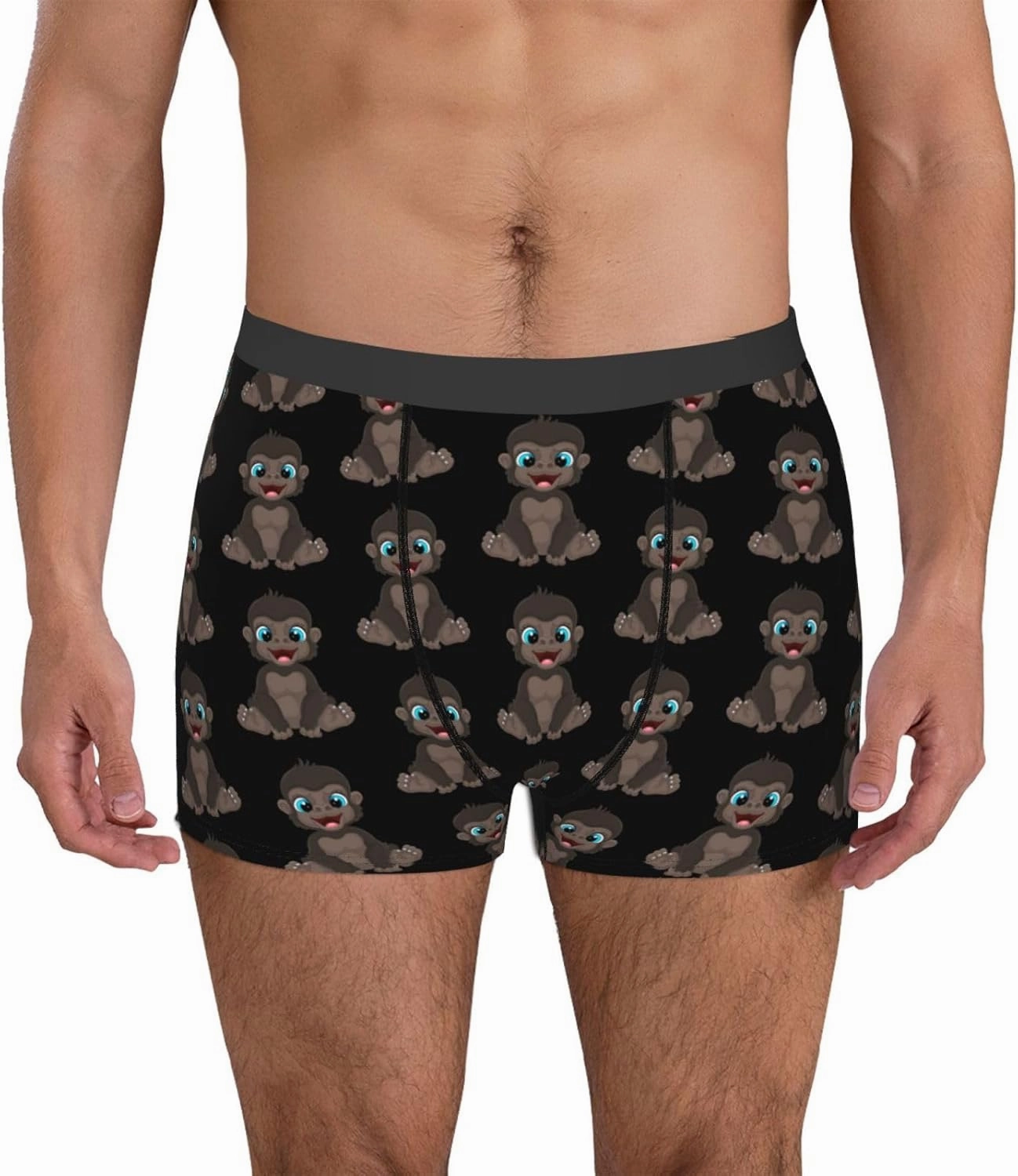 Naughty Little Monkey Mens Underwear Boxer Briefs Soft Elastic Breathable Boxers for Men