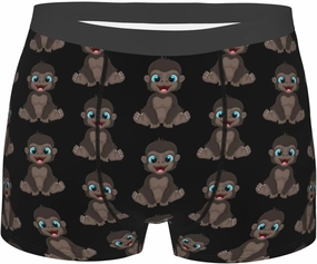 Naughty Little Monkey Mens Underwear Boxer Briefs Soft Elastic Breathable Boxers for Men
