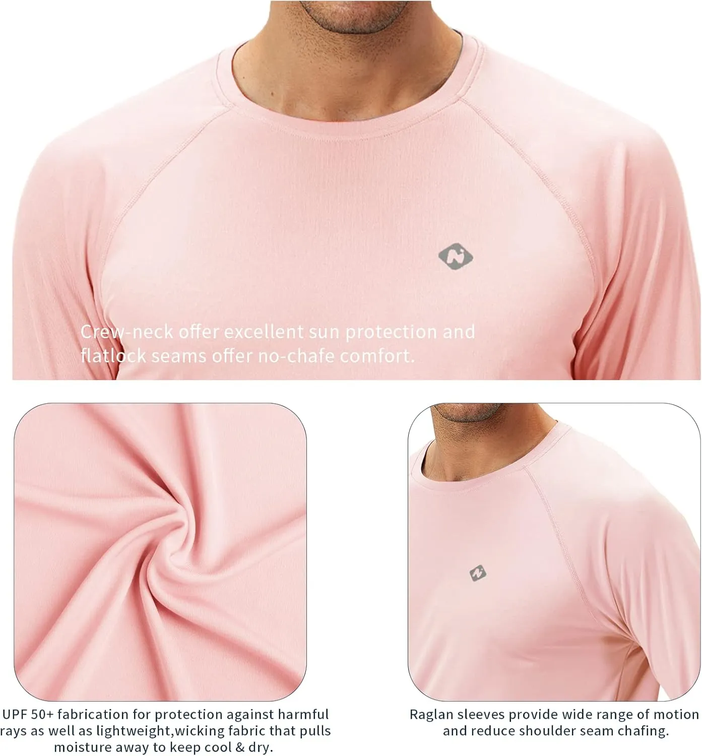 NAVISKIN Men's Rash Guard Shirts Swim Shirts UPF 50  UV Sun Protection Long Sleeve Shirts Lightweight Quick Dry