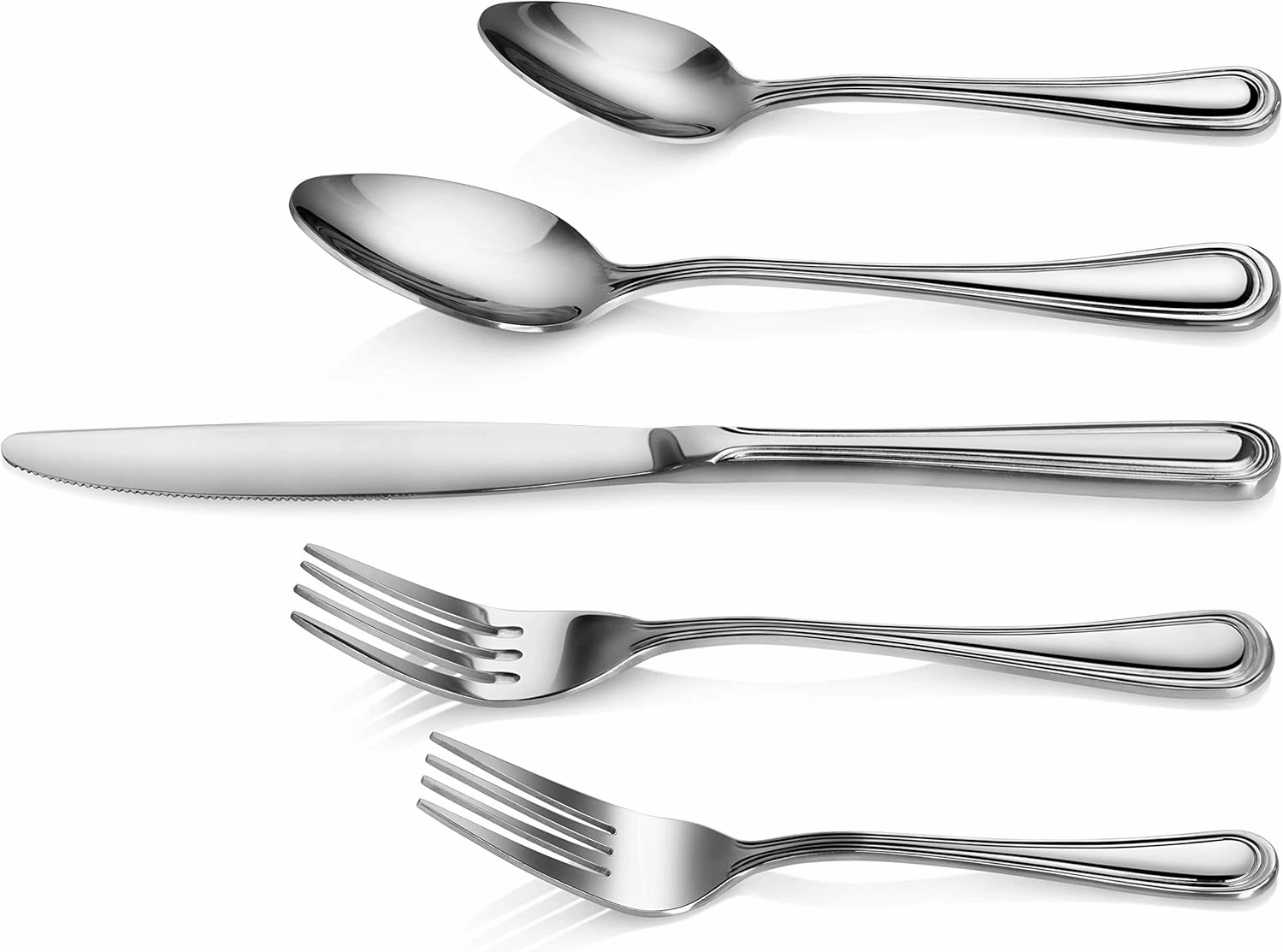 New Star Foodservice 58871 Slimline Pattern, 18/0 Stainless Steel, 60-Piece Flatware Set