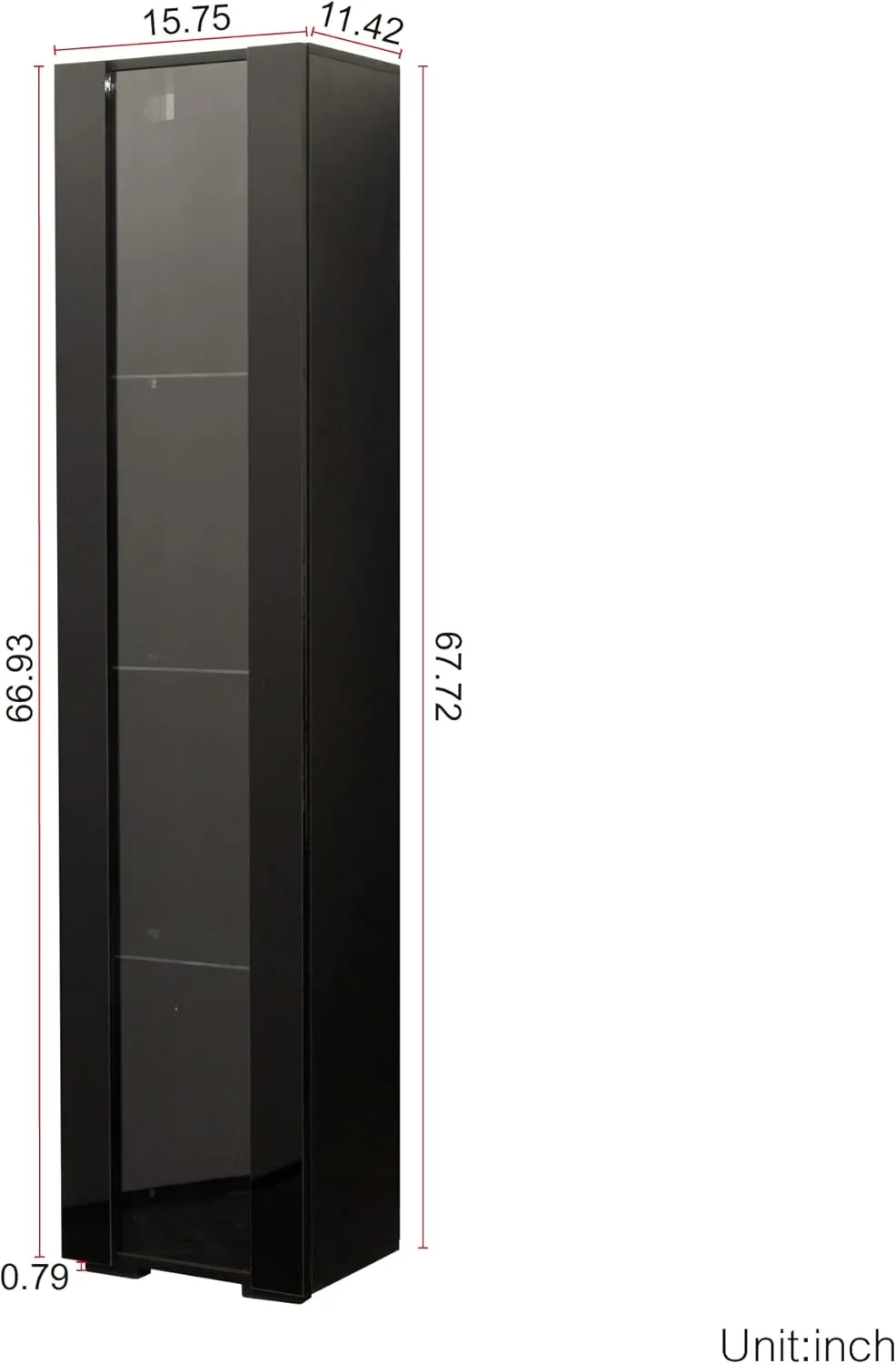 NicBex Storage Cabinet Modern Pantry Cabinet Freestanding Kitchen Pantry Cabinet Side Cabinet with Aluminum Strip Lamp with Large Storage Space for Kitchen, Dining Room, Living Room, Black