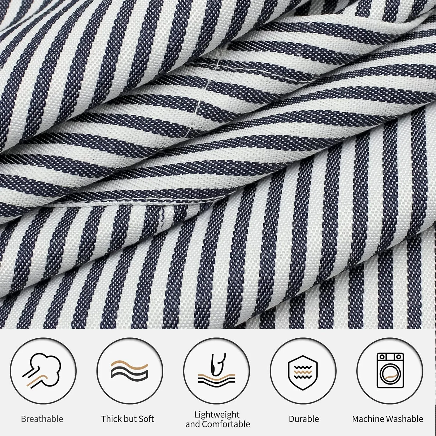 NLUS 2 Pcs Kitchen Cooking Aprons, Poly/Cotton Blend Adjustable Soft Bib Stripe Aprons with 2 Pockets for Women Men Chef (Blue Pinstripes/Black Pinstripes)