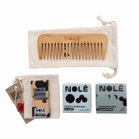 NOLE CARE Coconut Haircare Essential Set - Bar Shampoo and Conditioner, Moisturizes Frizzy Hair, Protects for Sleek Look, Perfect for Gifting, Sustainable, 100% Plastic-Free Packaging