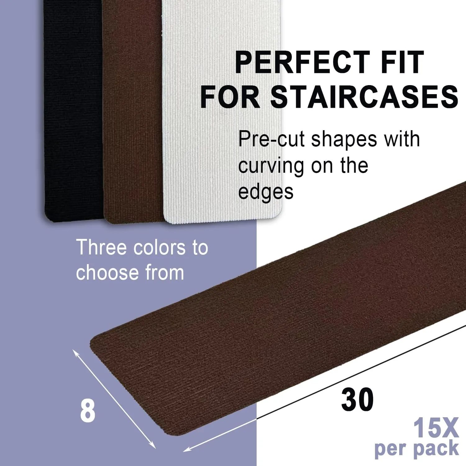 Nonslip Stair Treads Wooden Steps, 15 PCS 30" x 8" Safety Rug Slip Resistant Runner with Reusable Adhesive, Carpet Landing Mat for Family Elders Pets Soft Stair Mats Indoor (Beige)
