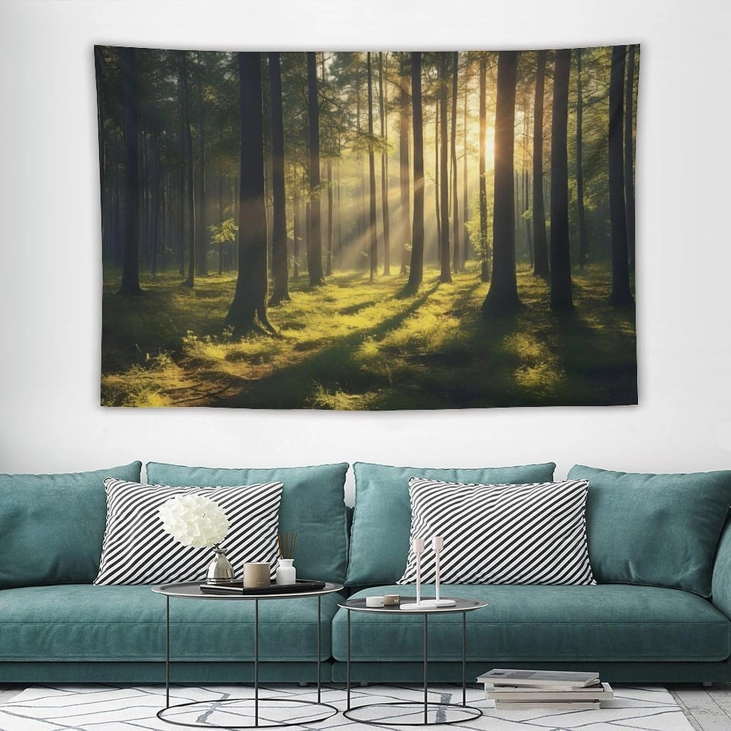 OACPCAO Forest Tapestry Wall Hanging Decor, Art Aesthetic Blanket - Large Polyester Backdrop for Bedroom, Living Room, Dorm (Forest Sun, 60"x90")