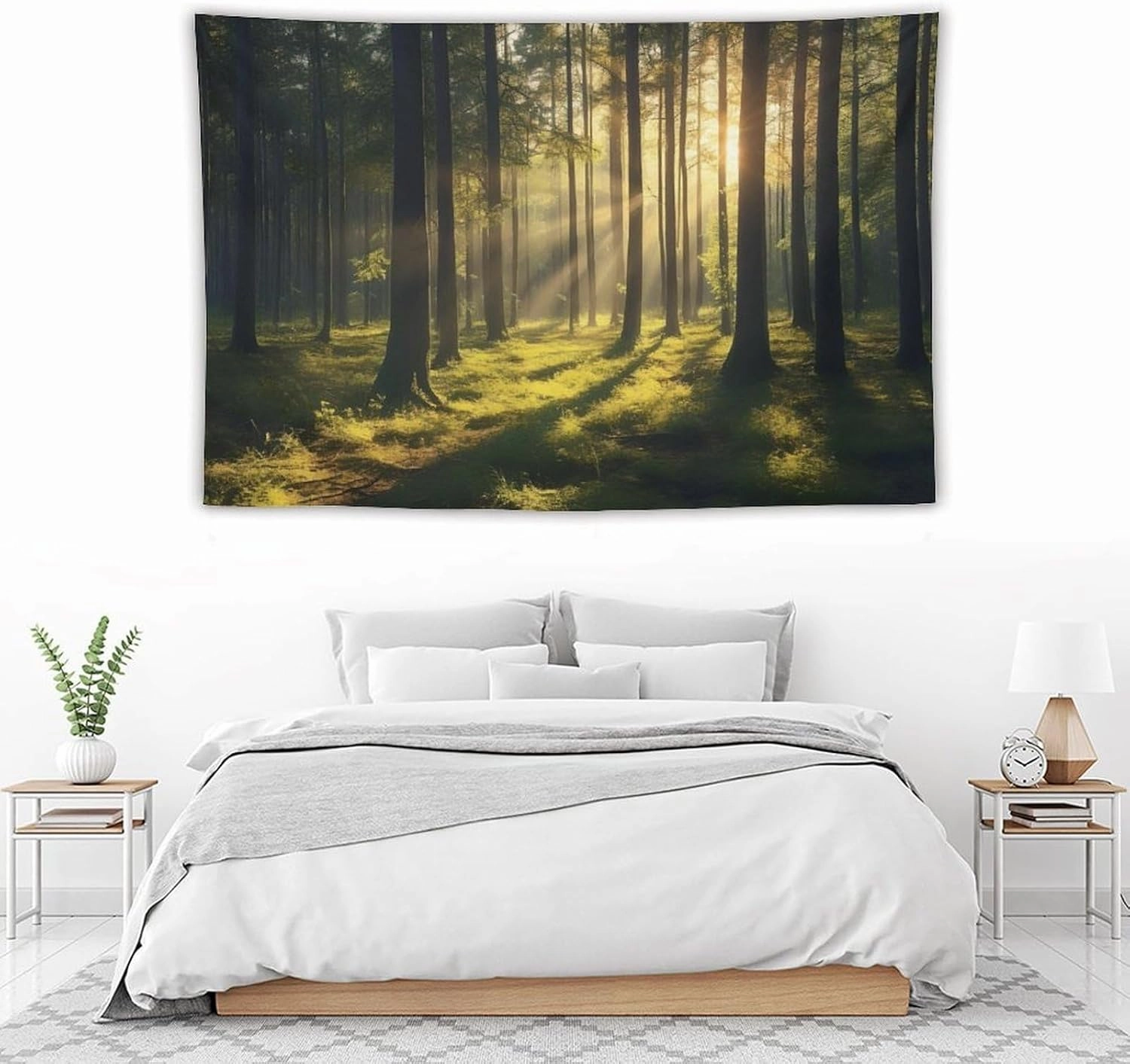 OACPCAO Forest Tapestry Wall Hanging Decor, Art Aesthetic Blanket - Large Polyester Backdrop for Bedroom, Living Room, Dorm (Forest Sun, 60"x90")