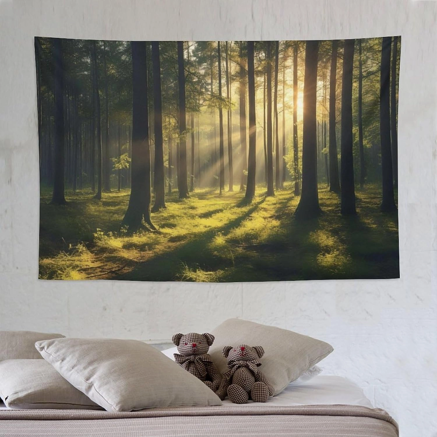 OACPCAO Forest Tapestry Wall Hanging Decor, Art Aesthetic Blanket - Large Polyester Backdrop for Bedroom, Living Room, Dorm (Forest Sun, 60"x90")