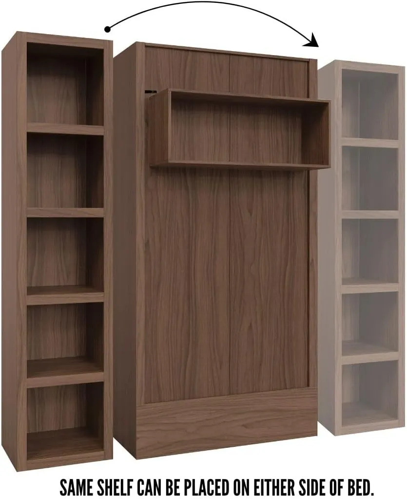 Oakland Living Easy-Lift Twin Murphy Wall Bed in Natural Brown Wood Grain with Bookshelf