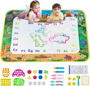 Obuby Water Drawing Mat Kids Doodle Mats Extra Large Dinosaur Coloring Painting Educational Toys Gifts for Boys Girls Toddlers Age 3 Up 58 x 42 Inches