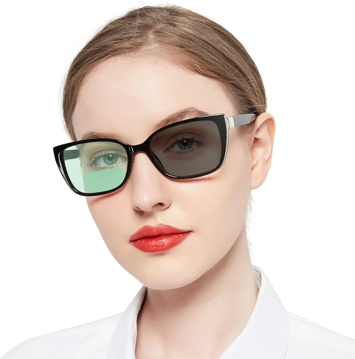 OCCI CHIARI Transition Photochromic Bifocal Reading Glasses for Womens,Square Clear UV Protection Sunglasses Readers