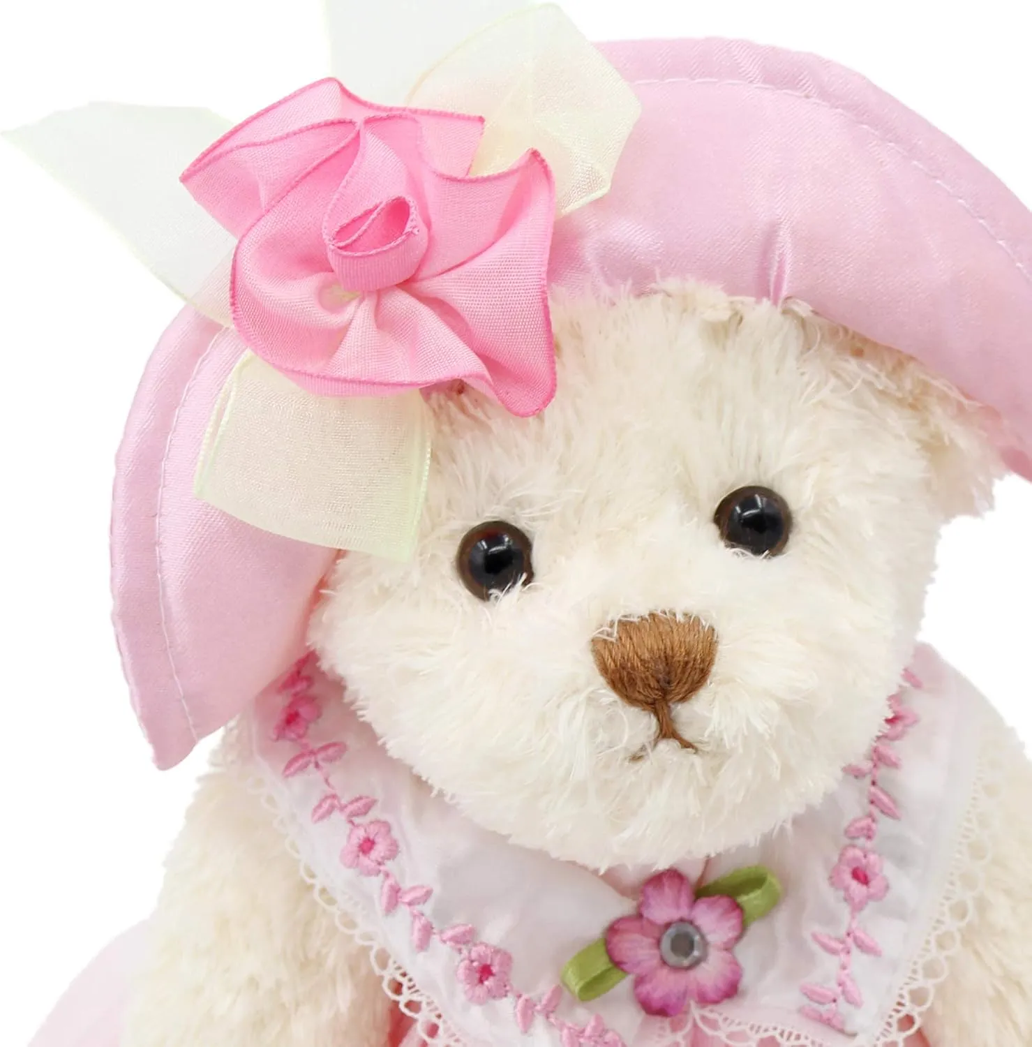 Oitscute Small Baby Teddy Bear with Cloth Cute Stuffed Animal Soft Plush Toy 10" (Pink lace Dress with Rabbit)
