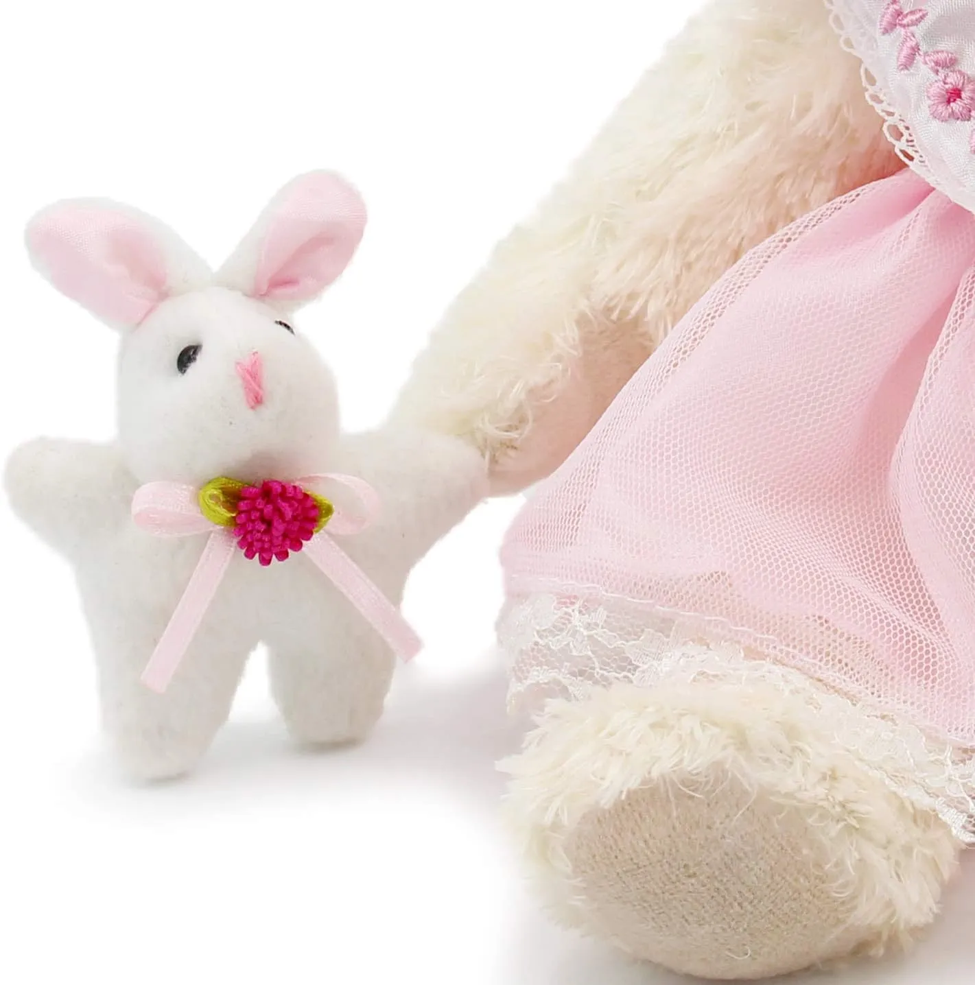 Oitscute Small Baby Teddy Bear with Cloth Cute Stuffed Animal Soft Plush Toy 10" (Pink lace Dress with Rabbit)
