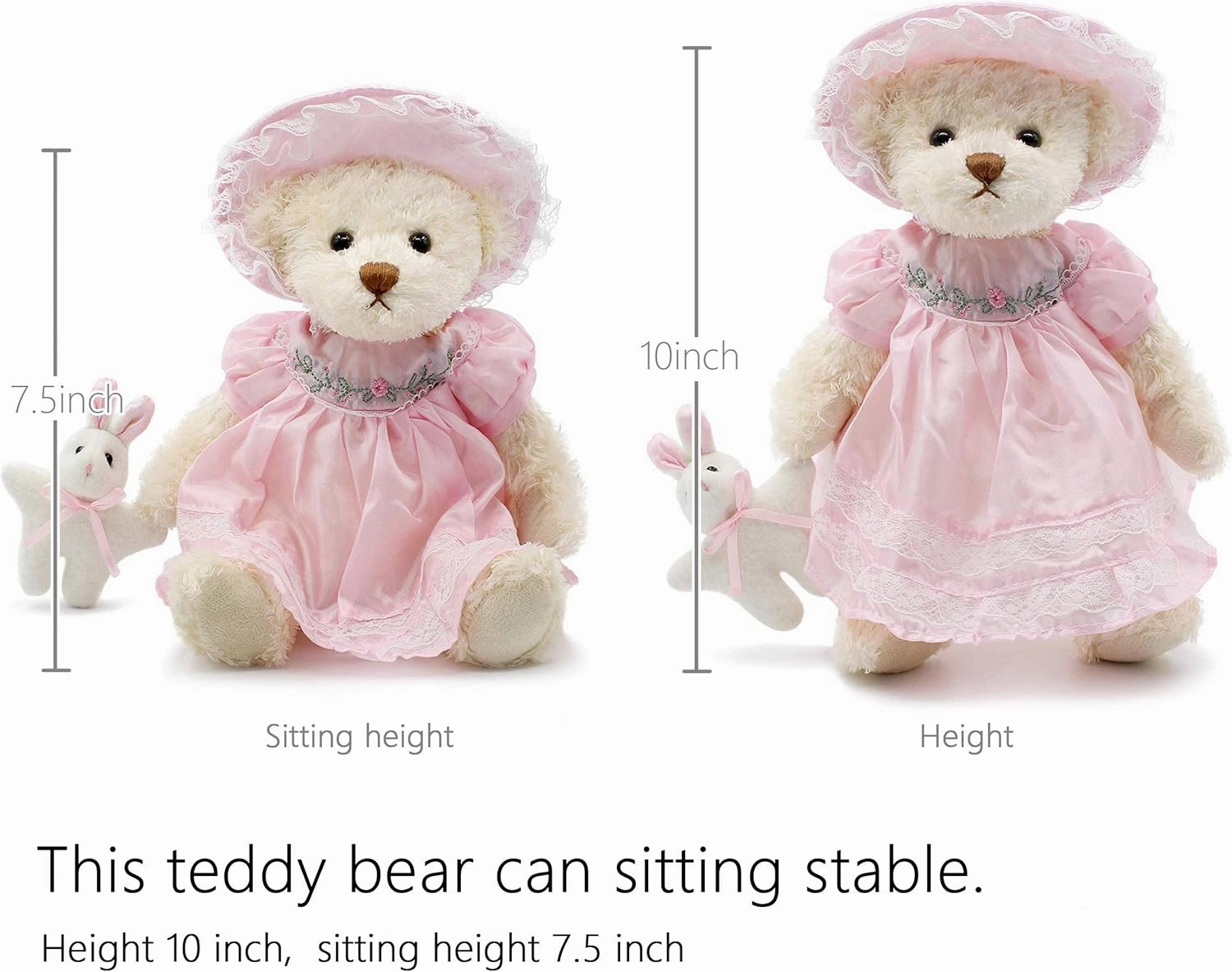 Oitscute Small Baby Teddy Bear with Cloth Cute Stuffed Animal Soft Plush Toy 10" (Pink Sleepwear)