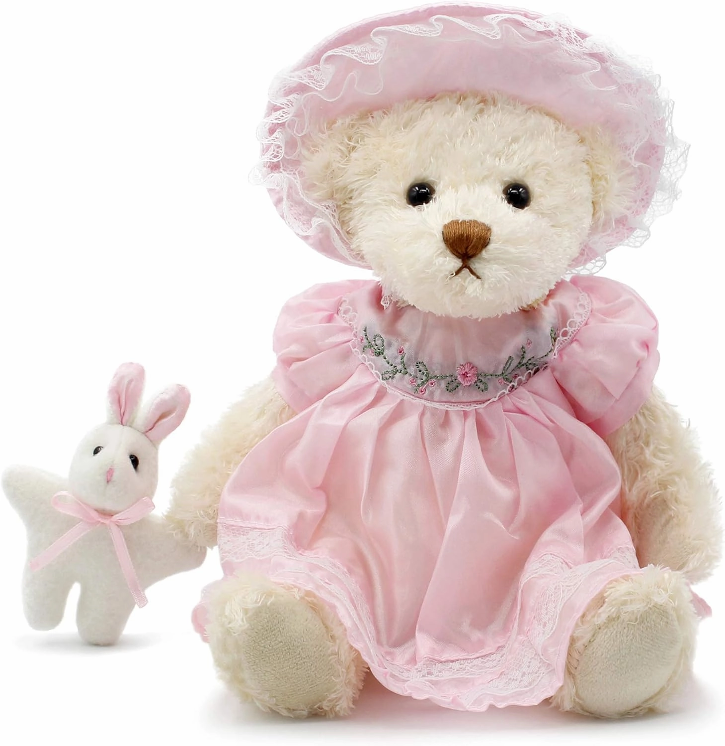 Oitscute Small Baby Teddy Bear with Cloth Cute Stuffed Animal Soft Plush Toy 10" (Pink Sleepwear)