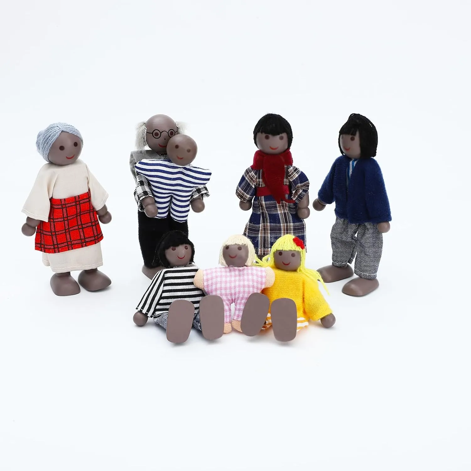 ONEST 20 Pieces Wooden Dollhouse Family Set Mini People Figures Dog Cat Sets Dollhouse Dolls Wooden Doll Family Pretend Play Figures Accessories for Pretend Doll House Toy