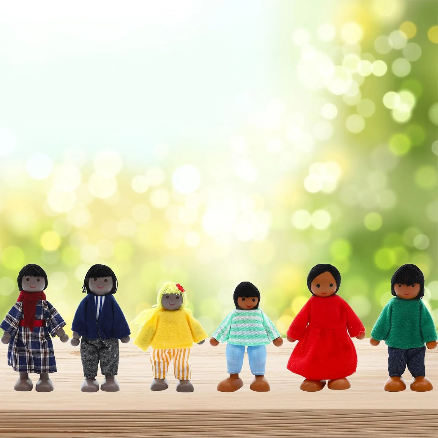 ONEST 23 Pieces Wooden Dollhouse Family Set Mini People Figures Dollhouse Dolls Wooden Doll Family Pretend Play Figures Accessories for Pretend Doll House Toy