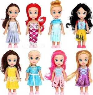 ONEST 8 Sets 6 Inch Dolls Cute Girl Doll Include 8 Pieces Girl Mini Dolls, 8 Sets Handmade Doll Clothes and Shoes