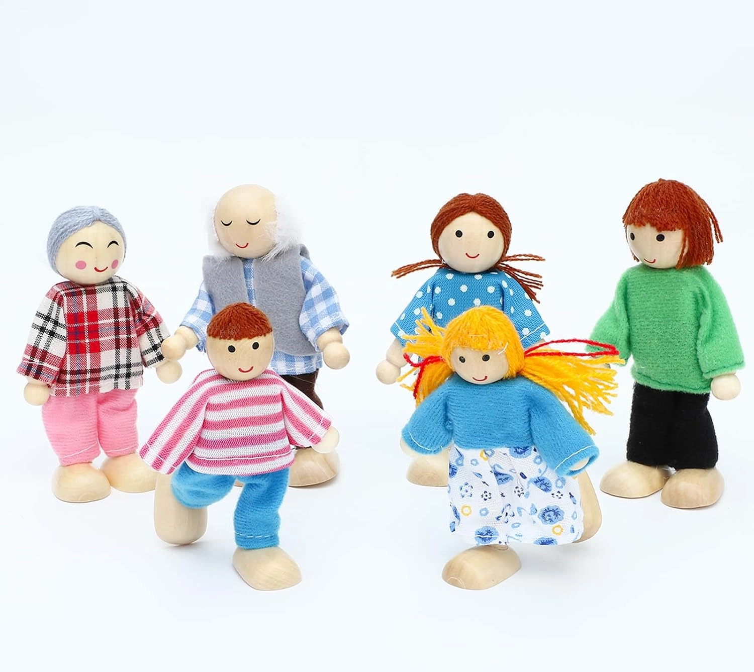 ONEST 19 Pieces Wooden Dollhouse Family Set Mini People Figures Sets Dollhouse Dolls Wooden Doll Family Pretend Play Figures Accessories for Pretend Dollhouse Toy