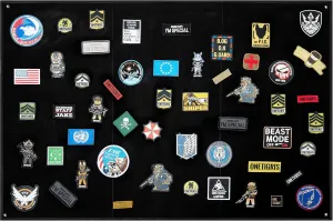 OneTigris Tactical Patch Display, 43"x27.5" Military Patch Display Board Organizer Foldable Patch Holder with Loop Surface, Steel Ring for Army Combat Morale Emblems