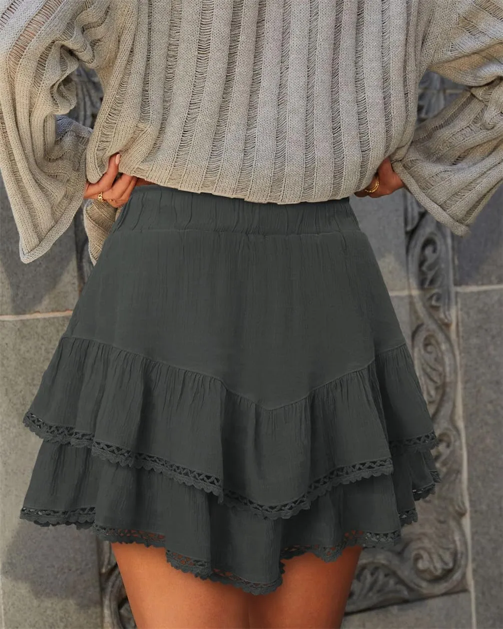onlypuff Flowy Shorts for Women Ruffle Skorts Mini Skirts High Waisted Teen Gilrs Tennis Skort Summer Shorts