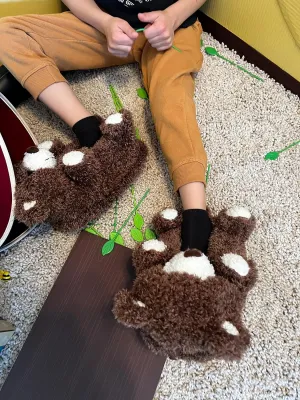 ooohyeah Kids Fuzzy Funny Animal Slippers, Cute Non-Slip Winter Warm House Shoes for Boys & Girls, Shoe Size 1-4