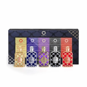 Orientica Luxury Collection Mini Perfume Gift Set for Men & Women, 5-Piece Discovery Set with Amber Rouge, Royal Amber, Oud Saffron, Velvet Gold & Royal Bleu, Unisex Fragrances for Every Occasion