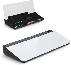 ORIENTOOLS Small Glass Desktop Whiteboard, Desk Whiteboard, to-do List Memo Desk Dry Erase Board with Storage, Computer Pad & Keyboard Stand, Desk Organizers with Accessories for Office, Home, School