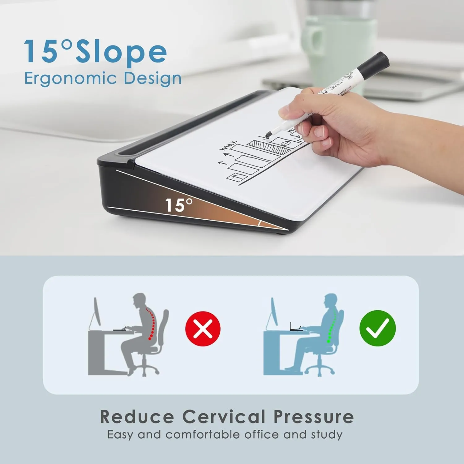 ORIENTOOLS Small Glass Desktop Whiteboard, Desk Whiteboard, to-do List Memo Desk Dry Erase Board with Storage, Computer Pad & Keyboard Stand, Desk Organizers with Accessories for Office, Home, School