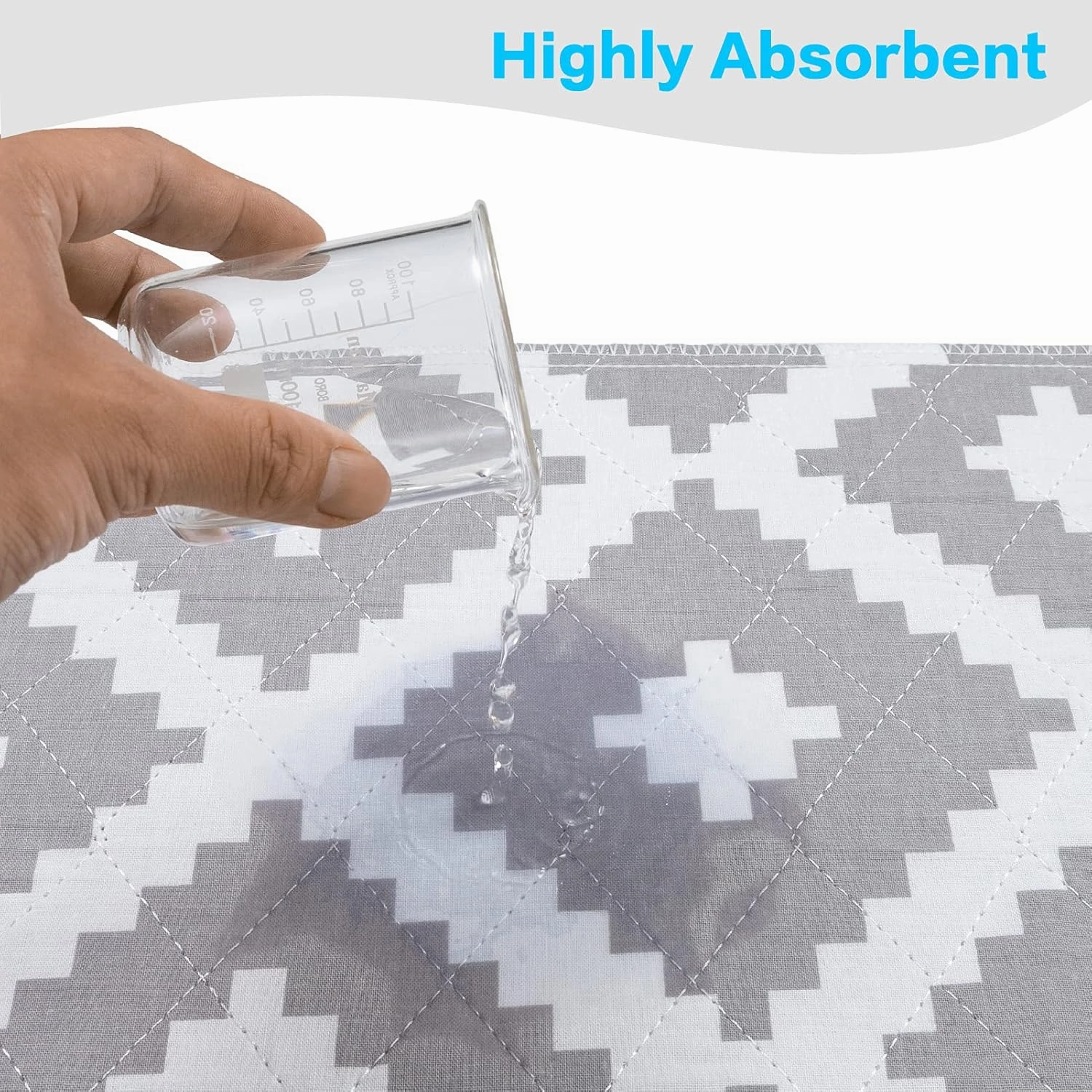 OUTCREATOR® Washable Bed Pads 34" x 56" (Pack of 2), Incontinence Mattress Protector, Anti-Slip Waterproof Underpads for Adults Kids Elderly Pets, Absorbency & Reusable Bedwetting Pads (Gray Geometry)