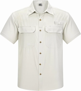 Outdoor Ventures Men's Lightweight Short Sleeve Fishing Shirt UPF 50 Button Down Quick Dry Cooling Hiking Travel Safari Shirt