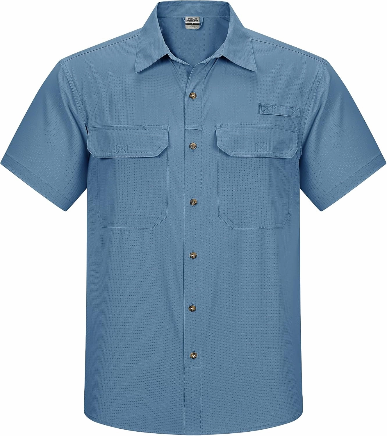 Outdoor Ventures Men's Lightweight Short Sleeve Fishing Shirt UPF 50 Button Down Quick Dry Cooling Hiking Travel Safari Shirt