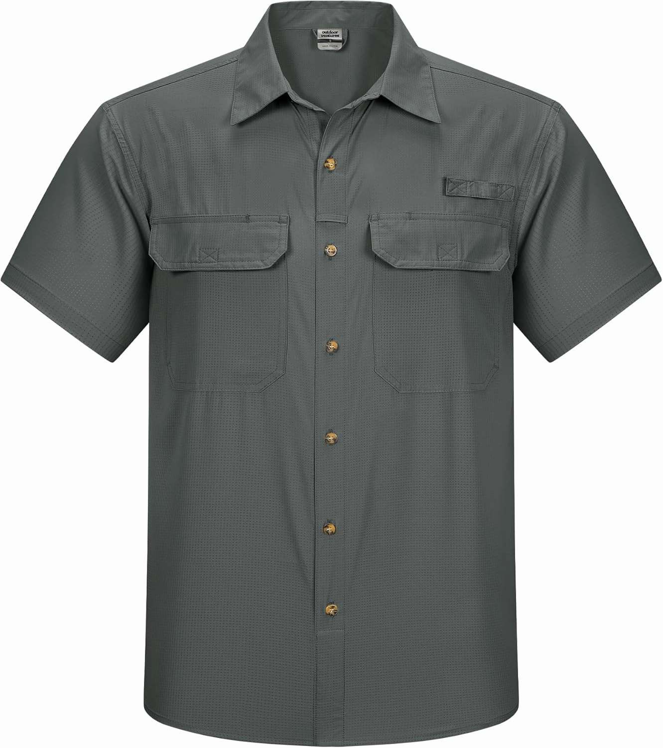 Outdoor Ventures Men's Lightweight Short Sleeve Fishing Shirt UPF 50 Button Down Quick Dry Cooling Hiking Travel Safari Shirt